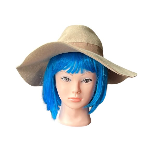 FOREVER 21 Size S/M 56.5cm 100% Wool Felted Floppy Hat Tan Darker Tan Bow - Picture 4 of 9